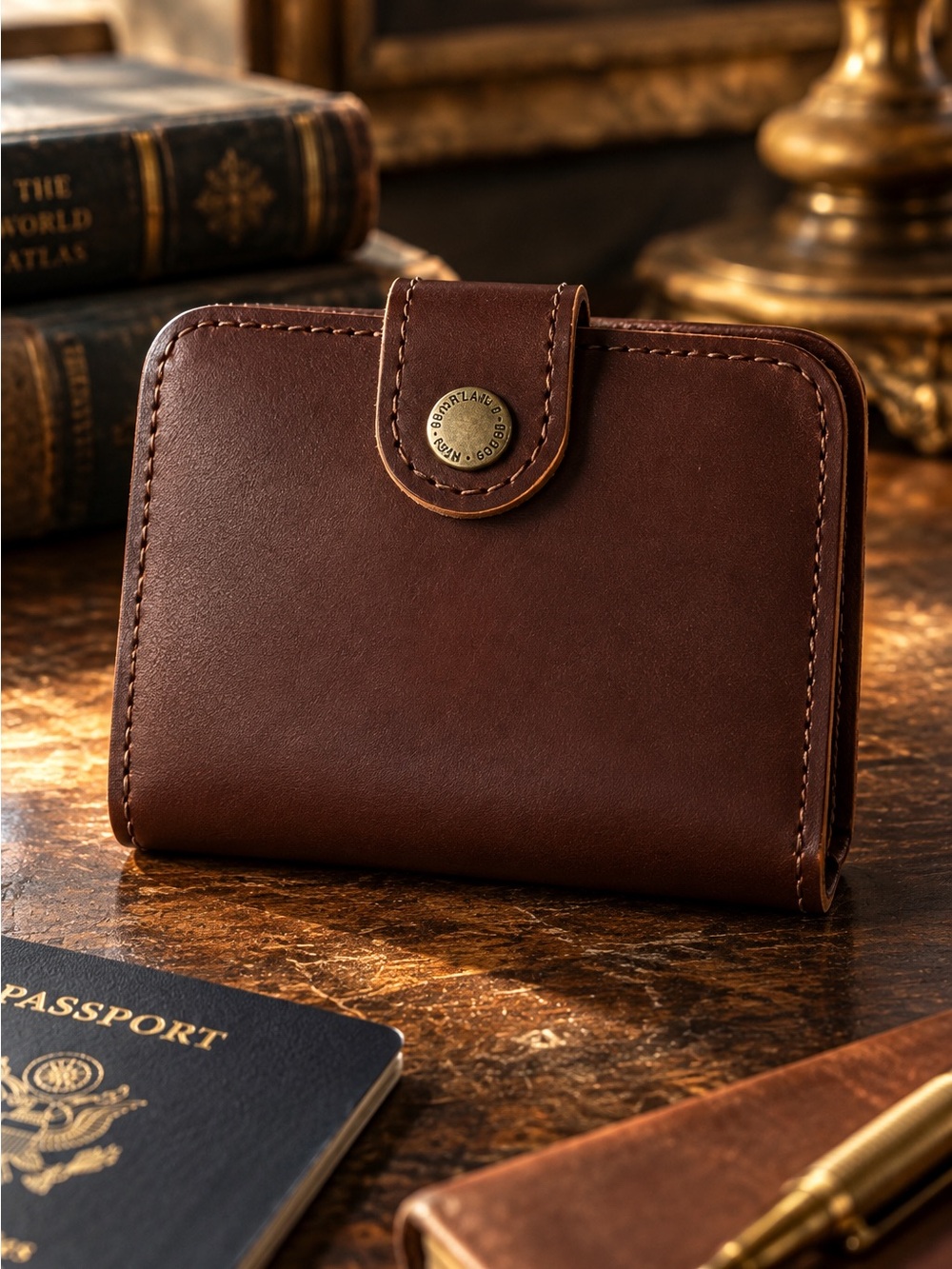 Portland Leather Goods Brown Mini Bifold Wallet Full Grain Leather Minimalist